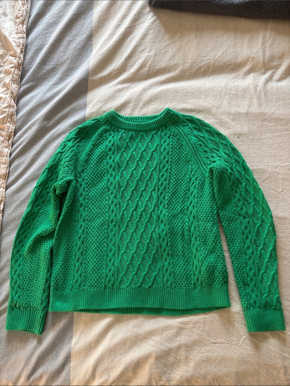 J.Crew Green Cable-Knit Crewneck Sweater - Women's